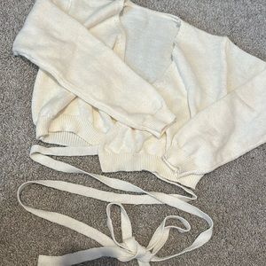Cream tie waist ballerina sweater